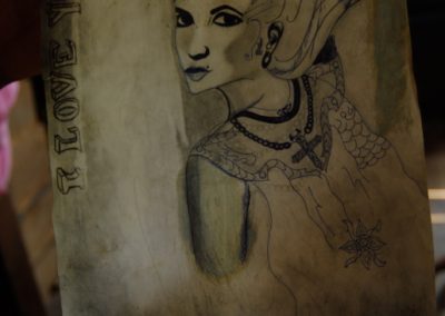 Dessin 'I love you', village de Sra Srang, province de Siem Reap.